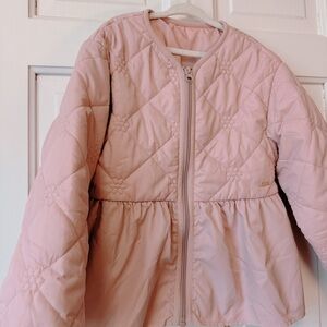 Girls' Quilted Pink Zip-Front Jacket